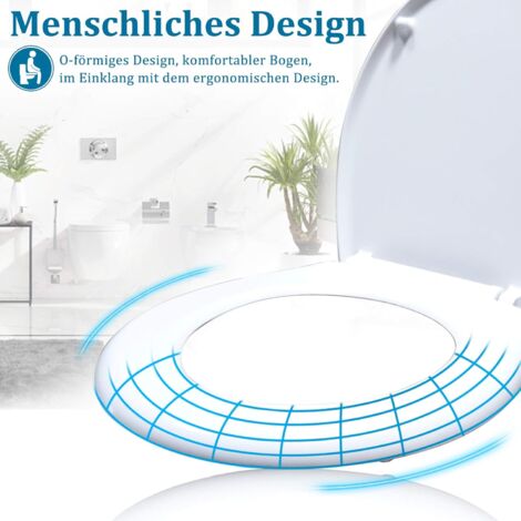 WC-Sitz mit Absenkautomatik Toilettendeckel Toilettensitz aus Hartplastik Antibakteriell Klodeckel aus Duroplast Universal Größe(Schwarz) NAIZY
