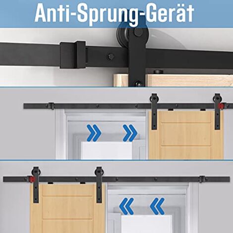 Yaheetech 200cm Schiebetürsystem Set Schiebetürbeschlag Zubehörteil für  Holztüren inklusive Laufschiene