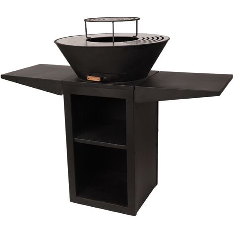 Barbecue avec plaque ronde, grill et support
