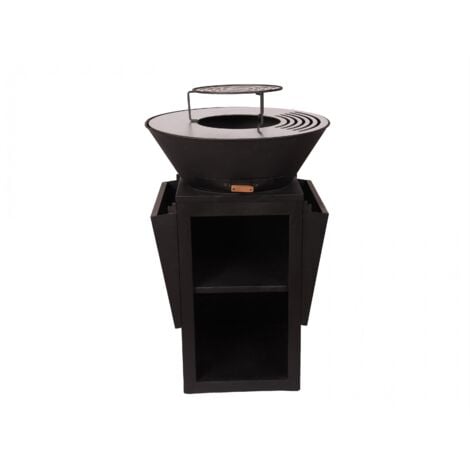 Barbecue avec plaque ronde, grill et support