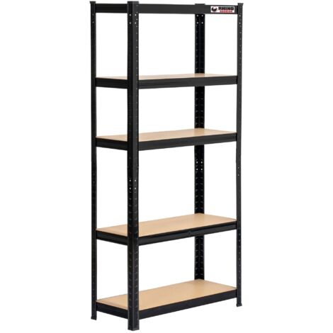 2 Bays 150 X 75 X 30cm Black 5 Tier Boltless Heavy Duty Garage Shelving ...