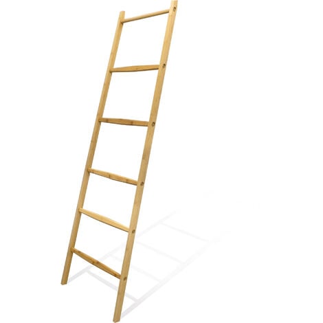 Escalera Toallero de Bambú Escalera para Toallas 5 Peldaños Estante Soporte  Perchero, 170cm