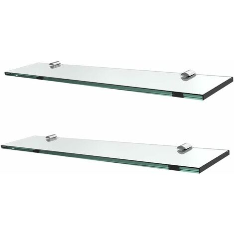 S'AFIELINA Glass Bathroom Shelves, Wall Mounted Bathroom Shelf 8MM Thick Tempered Glass Shelf for Kitchen Living Room and Toilet, 48CM 2 Packs