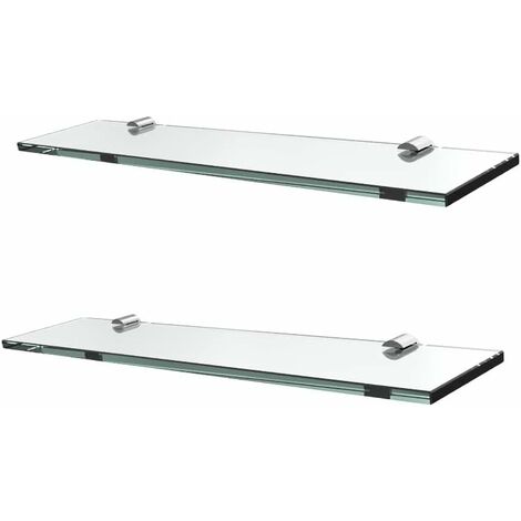 S'AFIELINA Glass Bathroom Shelves, Wall Mounted Bathroom Shelf 8MM Thick Tempered Glass Shelf for Kitchen Living Room and Toilet, 43CM 2 Packs