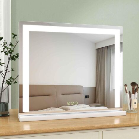 S'AFIELINA Hollywood Vanity Mirror with Lights, LED Hollywood Mirror with Dimmable, Touch Screen Control, Dressing Table Mirror with Lights, 600x520x120mm, White