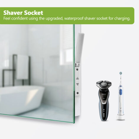 S'AFIELINA Bathroom Mirror with Light and Shaver Socket Anti Fog Bathroom Led Mirror, Motion ...