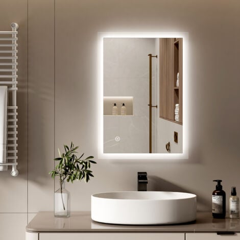 LED Illuminated Bathroom Mirror With 3 Color Lighting And Demister Touch Switch Bright Adjustment Mirror 600x800mm - S'afielina