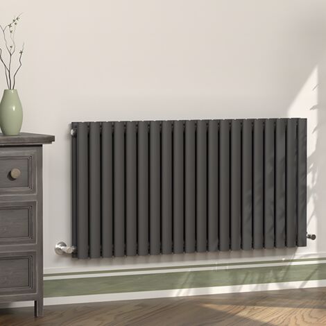 S'AFIELINA Anthracite Vertical Radiator Double Modern Oval Column Radiator Central Heating Radiator Designer Radiator 600x1200mm