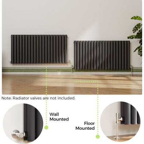 S'AFIELINA Anthracite Vertical Radiator Double Modern Oval Column Radiator Central Heating Radiator Designer Radiator 600x1200mm