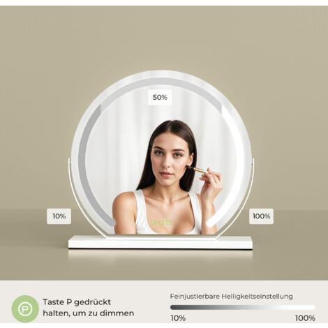 S'AFIELINA LED Hollywood Makeup Mirror for Dressing Table 180°Rotation Round White 400mm Small Vanity Lighted Mirror
