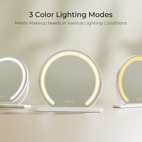 S'AFIELINA LED Hollywood Makeup Mirror for Dressing Table 180°Rotation Round White 500mm Large Vanity Lighted Mirror