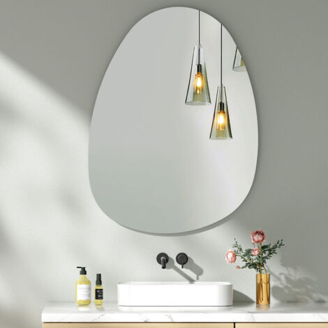 S'AFIELINA Asymmetrical Wall Mirror 85 x 50cm, Decorative Wall Mirror for Home, Irregular Round Mirror for Washroom Bedroom Living Room Hallway