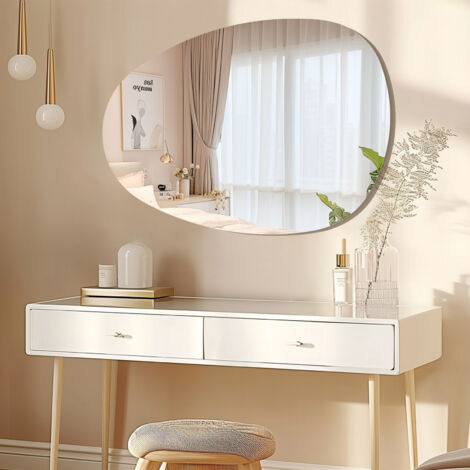 S'AFIELINA Irregular Wall Mirror 85x50cm – Frameless Modern Oval Mirror for Bathroom, Bedroom or Hallway