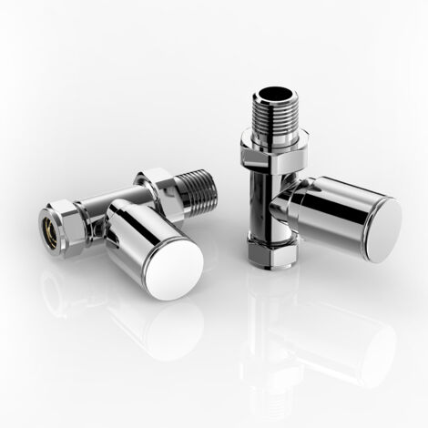 S'AFIELINA Towel Radiator Valves, 2 PCS Straight for Towel Rail Radiator, Chrome Plated Solid Brass 15mm / 1/2'' Radiator Valves