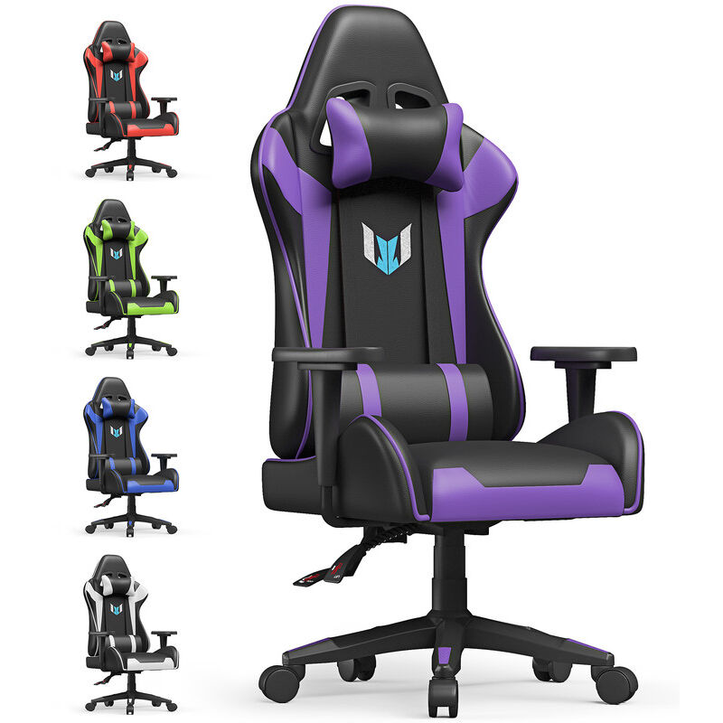 Sedia Da Gaming Bigzzia - Ergonomica Con Cuscino Lombare E Poggiatesta Regolabile | Per PC E Ufficio (Bianca) - Foto 9