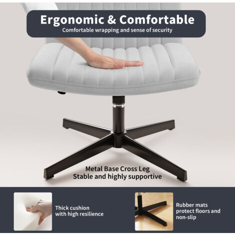 Sedia Da Ufficio Regolabile FurnitureR Senza Braccioli – Per Studenti E Home Office, Grigio