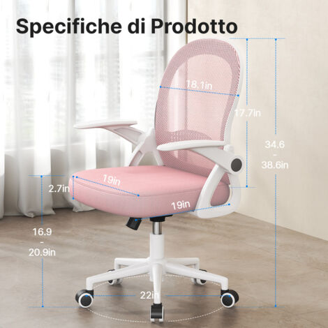 Sedia da Scrivania Ergonomica per Bambini, Sedia per Computer in Rete per Bambini con Ruote Universali, Regolabile in Altezza, Senza Braccioli | Leroy Merlin