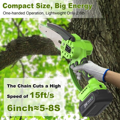 Motosega Elettrica A Batteria 6 Pollici - 700W, Brushless, 2 Batterie, Sicurezza 3 Livelli, Per Taglio Legno - Foto 3