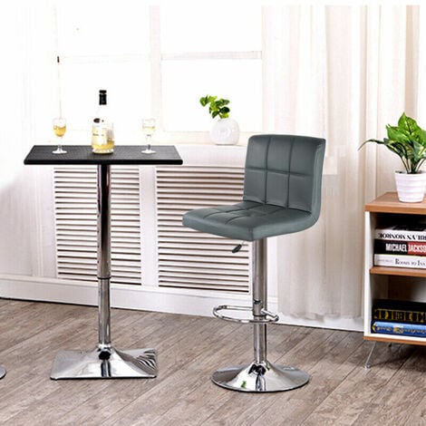 Un set di 2 sgabelli da bar in pelle PU, regolabile in altezza, sgabello da cucina con schienale per colazione, bar, bancone, bianco