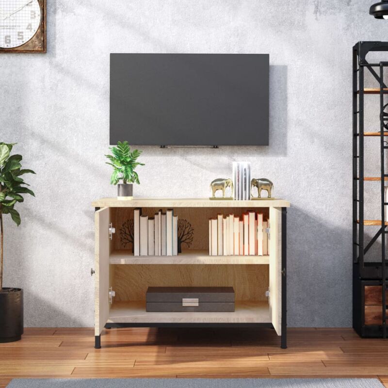 Mobile TV Elegante,Porta TV - Tavolino TV con Ante Rovere Sonoma 60x35x45  cm Legno Multistrato -MC78875