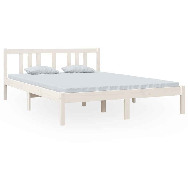 Letto adulto，Giroletto，Letto matrimonial，Struttura del letto Bianco in  Legno Massello 120x200 cm DGVS2796147 MaisonChic