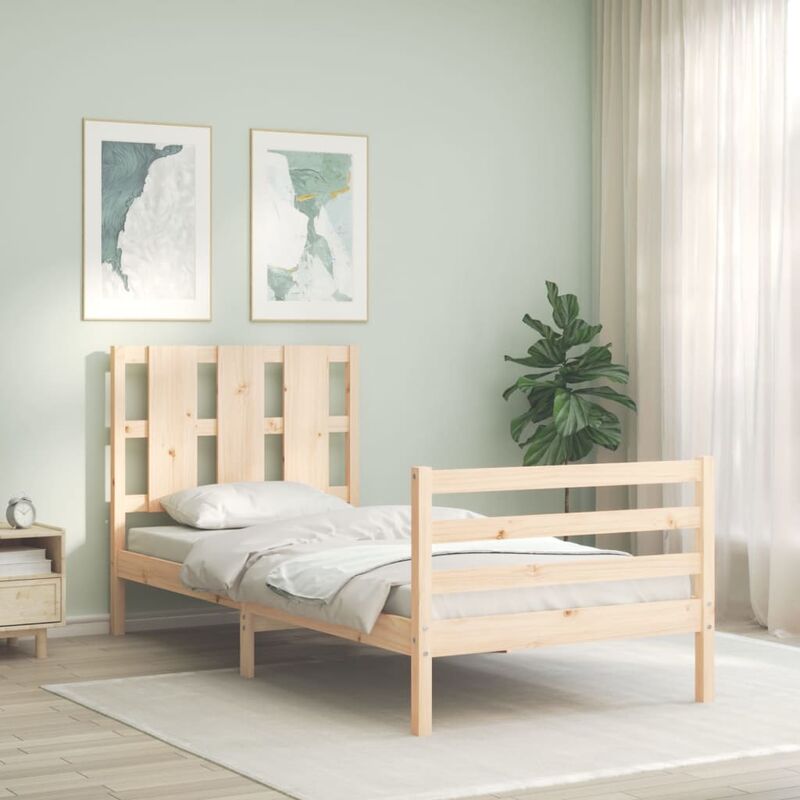 Letto adulto，Giroletto con Testiera，Letto singolo，Letto con testiera  100x200 cm in Legno Massello DGVS5659663