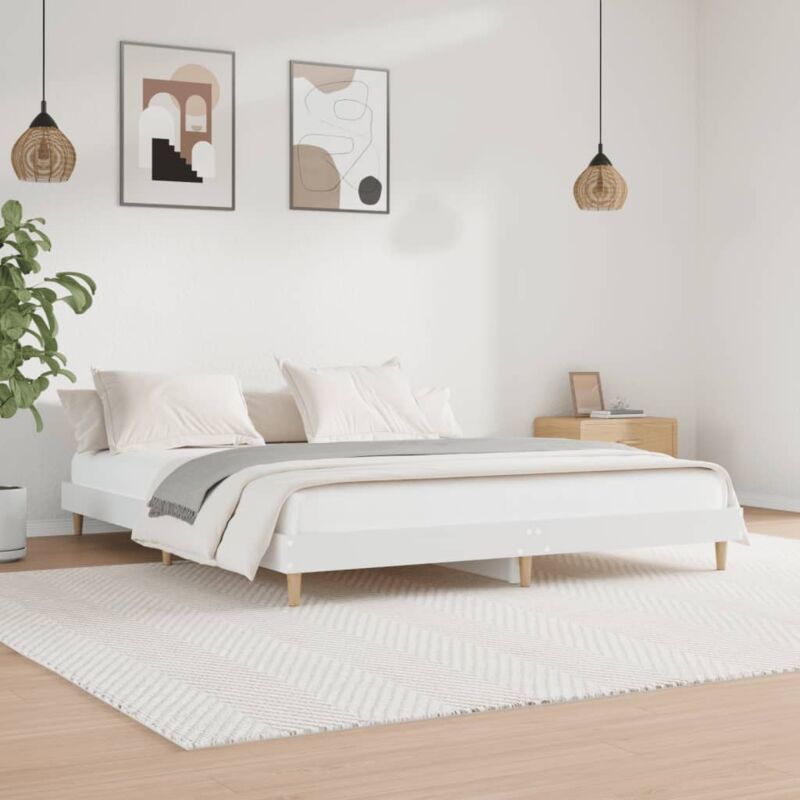 Letto adulto，Giroletto，Letto matrimonial，Struttura del letto Bianco 120x200  cm in Legno Multistrato DGVS6115983 MaisonChic