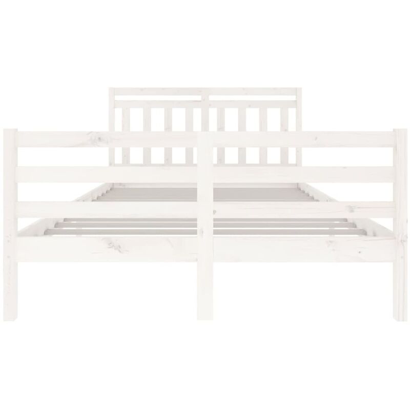 Letto adulto，Giroletto，Letto matrimonial，Struttura del letto Bianco in  Legno Massello 120x200 cm DGVS2796147 MaisonChic