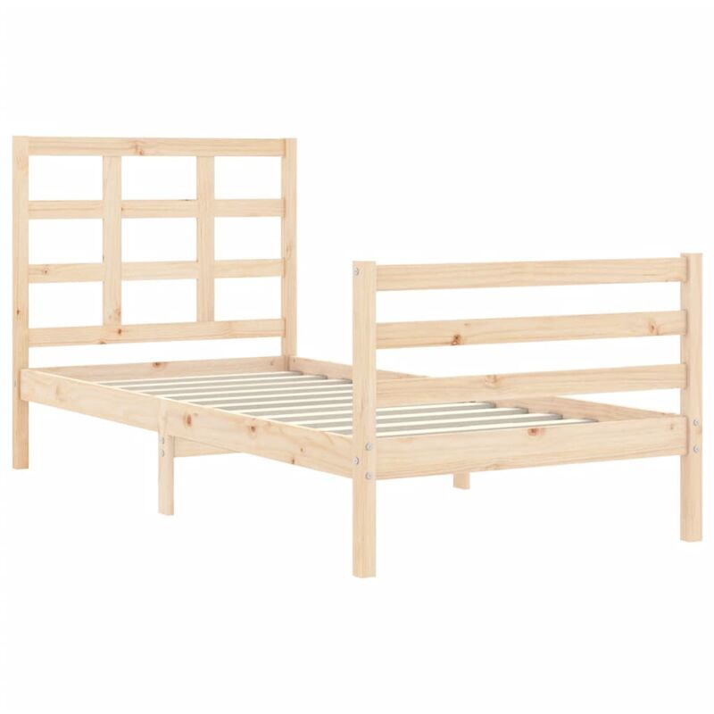 Letto adulto，Giroletto con Testiera，Letto singolo，Letto con testiera 90x200  cm in Legno Massello DGVS4427444