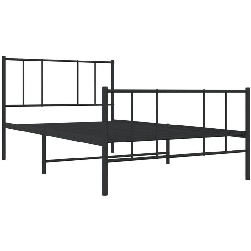 Letto adulto，Giroletto con Testiera e Pediera，Letto singolo，Struttura del  letto Metallo Nero 100x190 cm DGVS9186822 MaisonChic