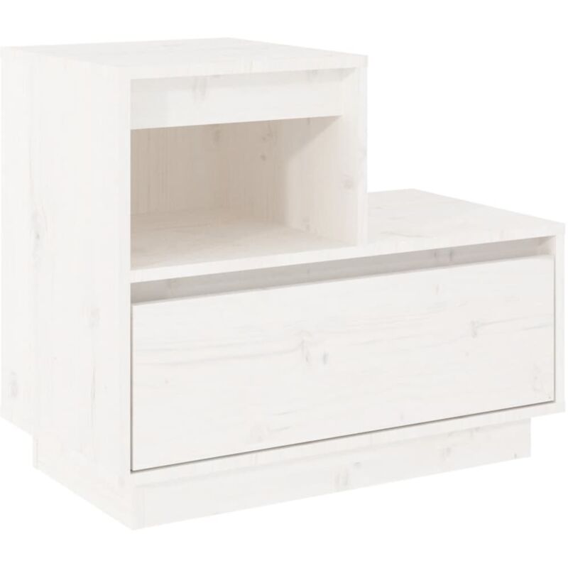 Comodino da Camera da Letto，Tavolino da notte，Armadietto Cassettiera  Cameretta Bianco 60x34x51 cm in Legno Massello di Pino FVVBE463706  MaisonChic