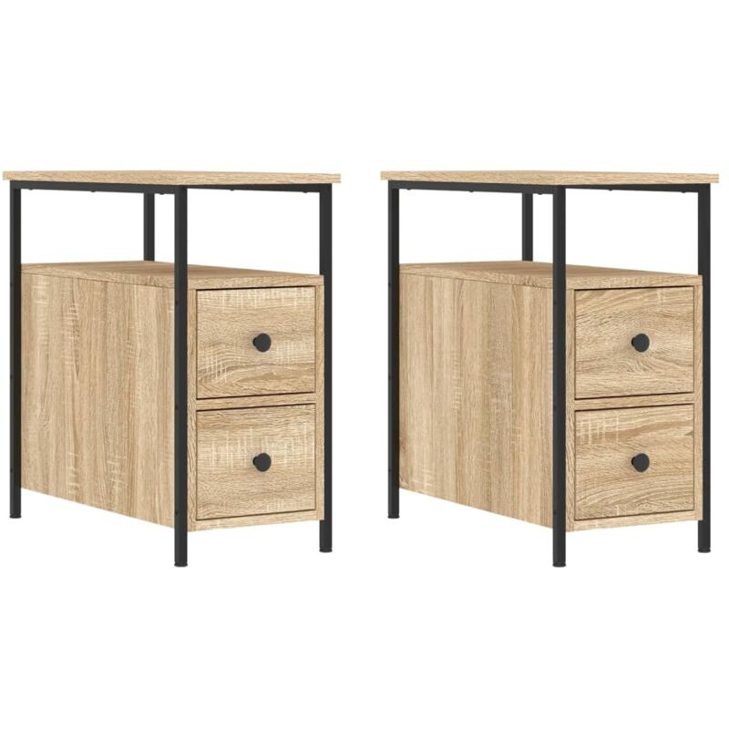 Set 2 Comodini da Camera da Letto，Tavolini da notte，Armadietto Cassettiera  Cameretta Rovere Sonoma 30x60x60 cm in Legno Multistrato FVVBE682430  MaisonChic