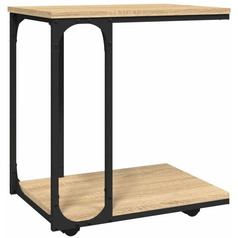 Tavolino da Salotto，Tavolino da caffè，Tavolino basso Rovere Fumo 80x80x36,5  cm Legno Multistrato ASFV213571 MaisonChic