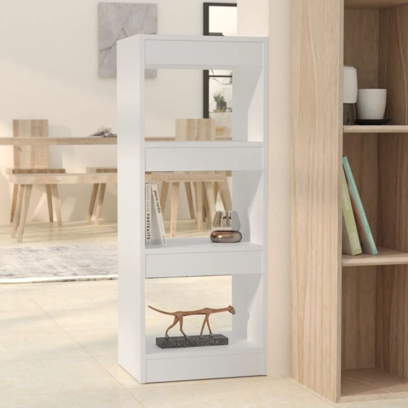 Libreria divisorio separè 5 livelli L145xP30xH145 cm TETRIX Bianco/Cemento