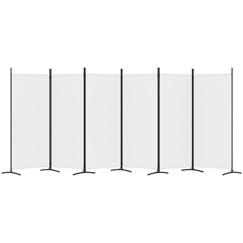 Paravento Separe a 6 Pannelli,Separè Divisorio Pannelli Bianco 520x180 cm  Tessuto -BN90103