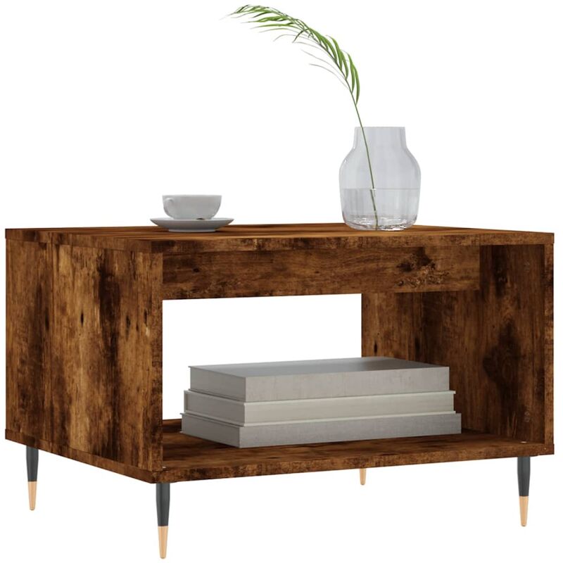 Tavolo Console Basso,Tavolino Caffè,Tavolino da Salotto con Ruote Rovere  Sonoma 50x35x55,5cm Legno Multistrato -BN82003