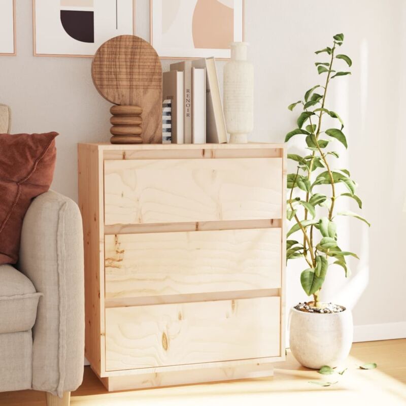 Credenza bassa,Armadietto,Mobile da cucina 60x34x75 cm in legno Massello di Pino -BY65543 - Marrone