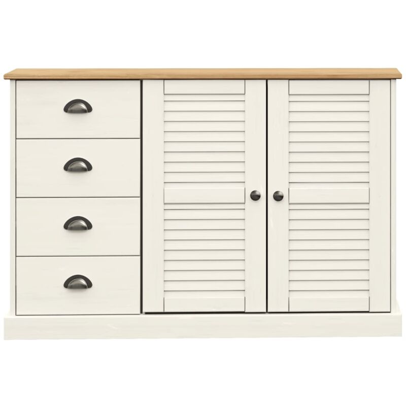 Credenza bassa,Armadietto,Mobile da Cucina Cassetti VIGO 113x40x75 cm Legno  Massello Pino Bianco -BY33999