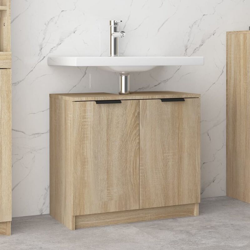 Maison Exclusive - Armadio da Bagno Bianco Rovere Sonoma 30x30x183,5 cm  Truciolato