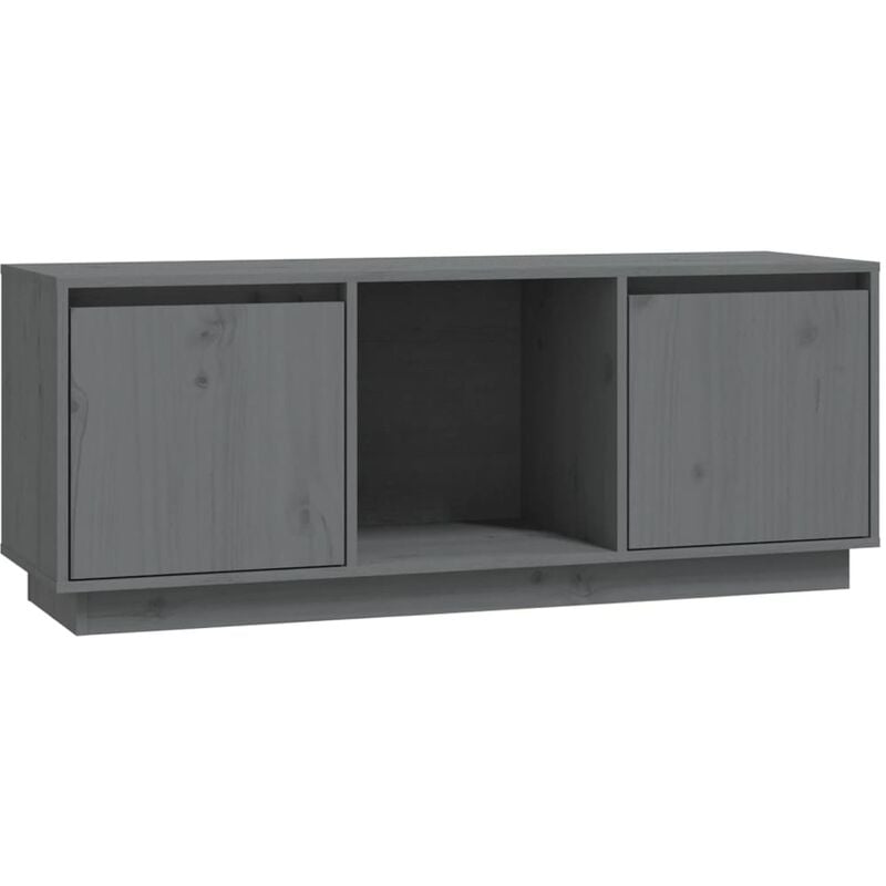 Mobile Porta TV，Mobili TV，Tavolino TV Grigio 110,5x35x44 cm in Legno  Massello di Pino MCWN176974 MaisonChic