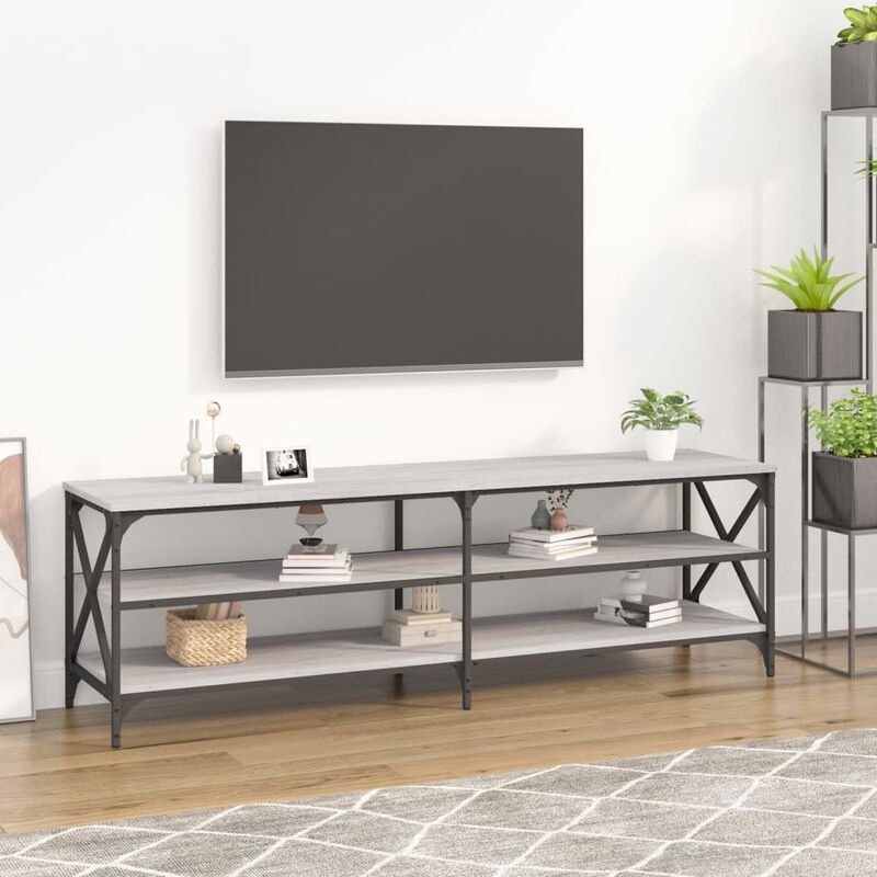 Mobile Porta TV，Mobili TV，Tavolino TV Grigio Cemento 100x35,5x45cm Legno  Multistrato MCWN254032 MaisonChic