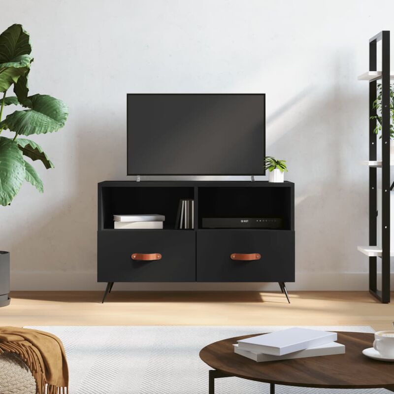 Mobile Porta TV，Mobili TV，Tavolino TV Nero 80x36x50 cm in Legno Multistrato  MCWN542397 MaisonChic