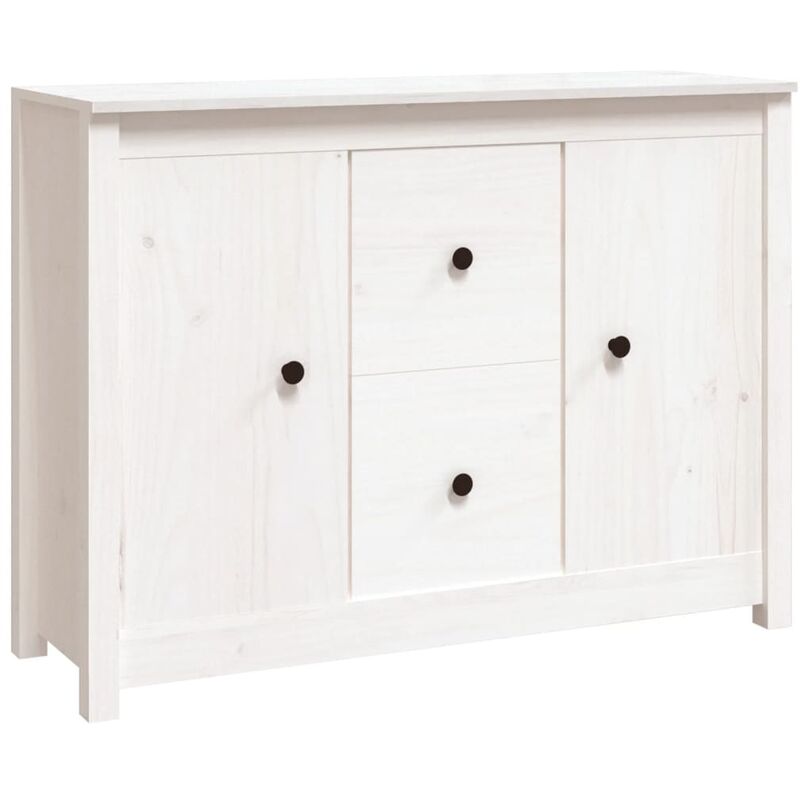 Credenza Madia Moderna Buffet da cucina Bianca 100x35x74 cm in Legno  Massello di Pino ITD15010