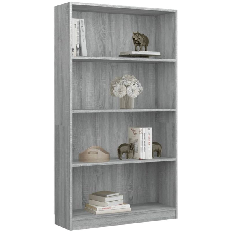 Libreria，Scaffale，Armadio per libri 4 Ripiani Grigio Sonoma 80x24x142 cm  Legno Multistrato MCI892639 MaisonChic