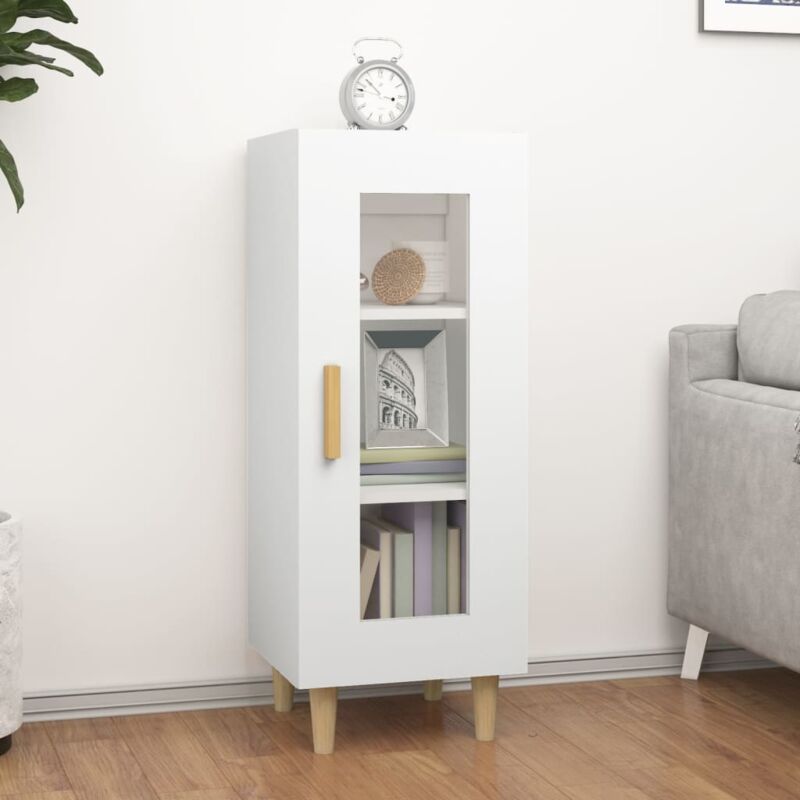 Home Arredamento Credenza Bianco Dimensioni 80x34x75 cm Legno Ingegnerizzato