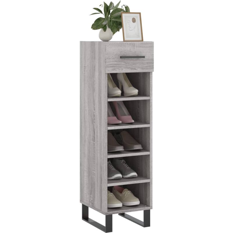 Scarpiera Salvaspazio，Portascarpe，Mobili per scarpe Grigio Sonoma 30x35x105  cm in Legno Multistrato MCI648922 MaisonChic