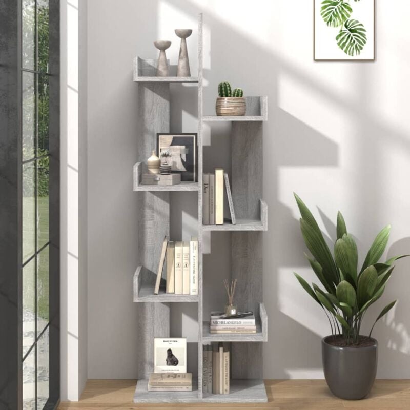 Libreria，Scaffale，Armadio per libri 48x25x140 cm Grigio Sonoma Legno  Multistrato MCI243412 MaisonChic