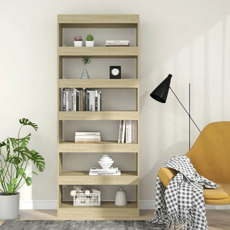 Libreria/Divisorio，Scaffale，Armadio per libri Rovere Sonoma 80x30x198 cm in  Truciolato MCI811376 MaisonChic