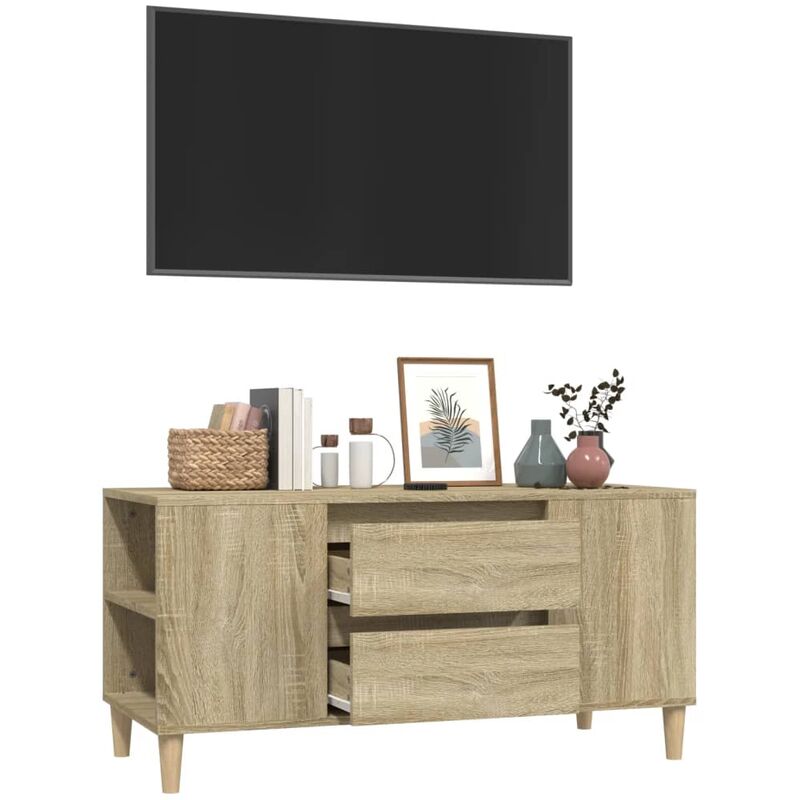 Mobile Porta TV, Armadietti per TV, Tavolino TV Per Salotto Rovere Sonoma  102x44,5x50 cm Legno Multistrato KOS98120 MaisonChic