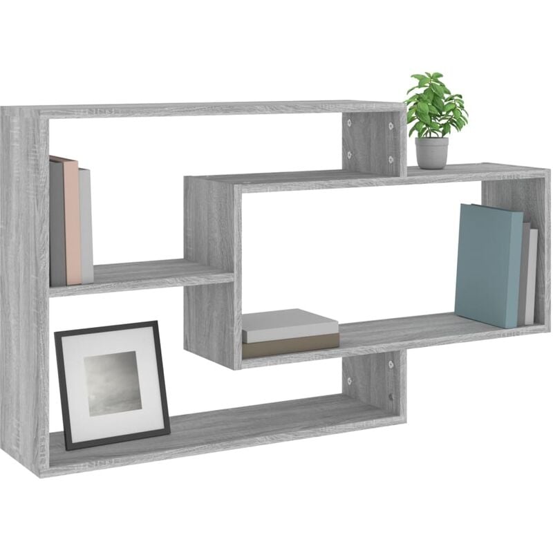 Mensola a Muro, Scaffale a parete, Espositore da Parete Grigio Sonoma  104x20x58,5 cm Legno Multistrato KOS64814 MaisonChic